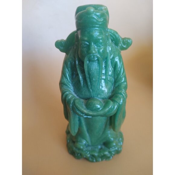 Green Chinese God Figurine Lu - Represents prosperity, success 4.5" - Picture 2 of 12